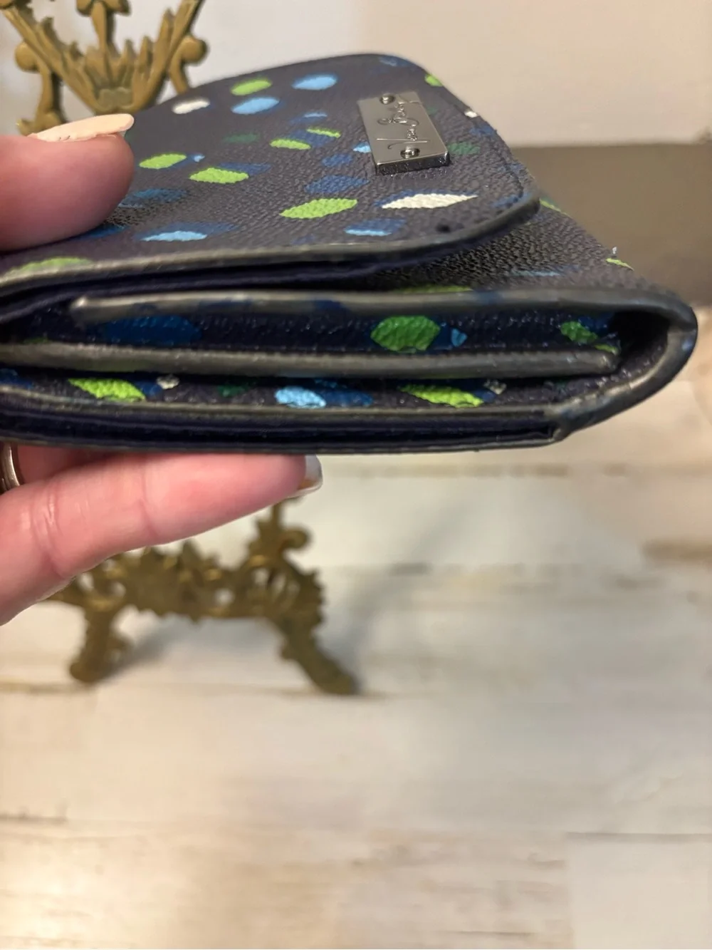 Vera Bradley Navy Confetti Compact Wallet - Picture 7 of 7